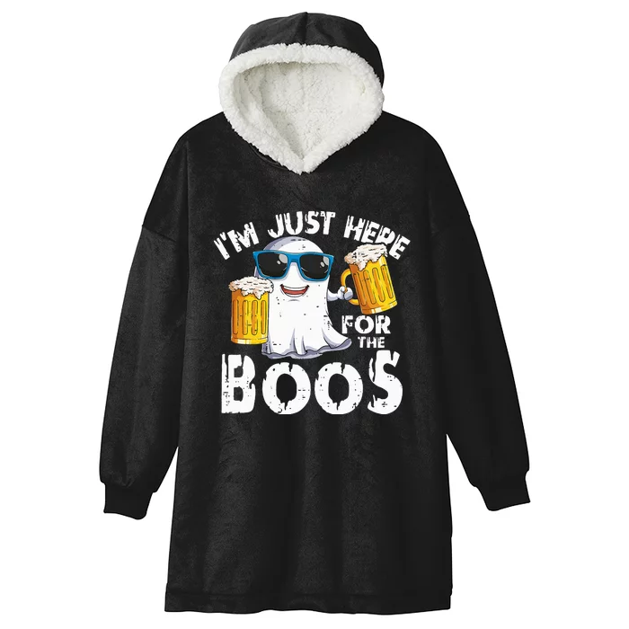 I'm just here for the boos Beer Ghost Halloween costume Hooded Wearable Blanket