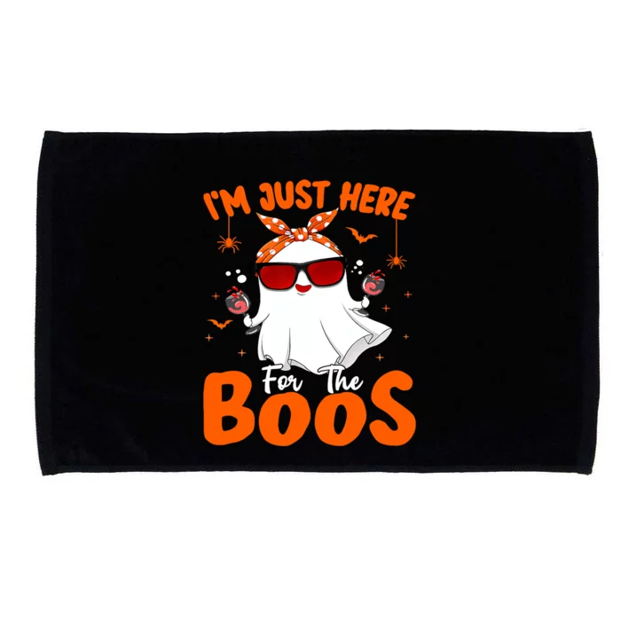 Im Just Here For The Boos Funny Halloween Wo Ghost Wine Microfiber Hand Towel