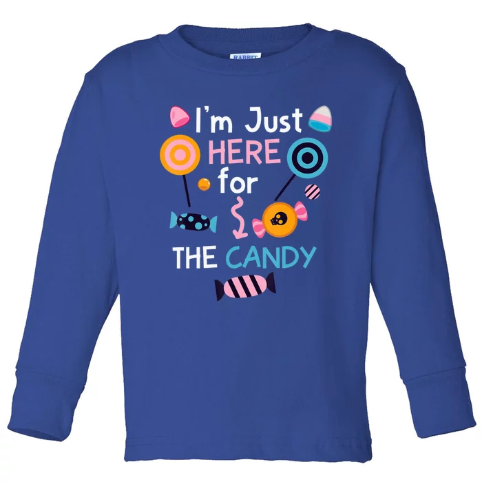 I'm Just Here For The Candy Cute Halloween Candy Party Toddler Long Sleeve Shirt