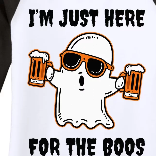 Im Just Here For The Boos Funny Halloween Beer Lovers Drink Women's Tri-Blend 3/4-Sleeve Raglan Shirt