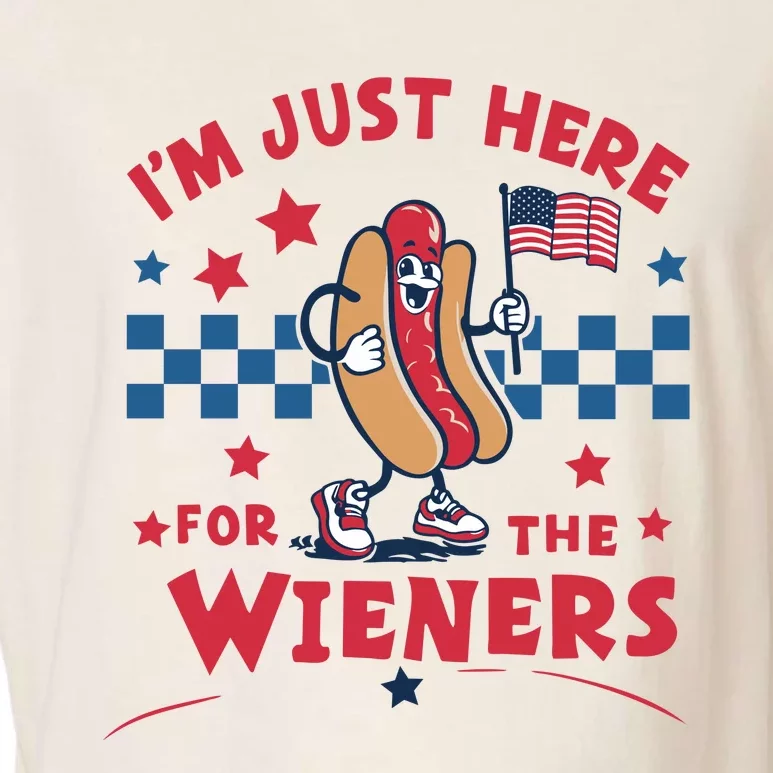 Im Just Here For The Wieners 4th Of July Garment-Dyed Women's Muscle Tee