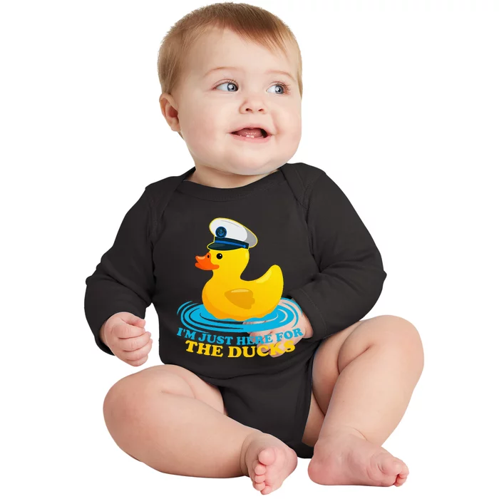 IM Just Here For The Ducks Baby Long Sleeve Bodysuit