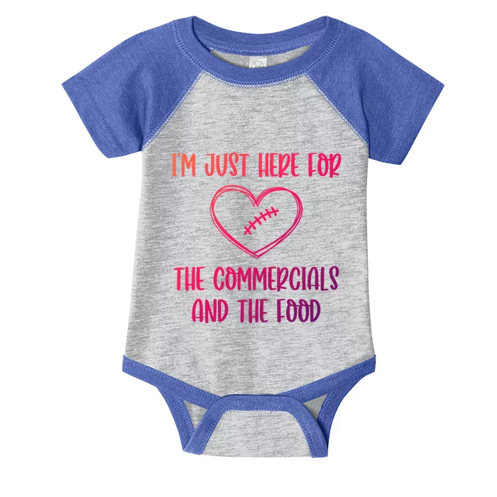 Im Just Here For The Commercials And The Food Gift Infant Baby Jersey Bodysuit