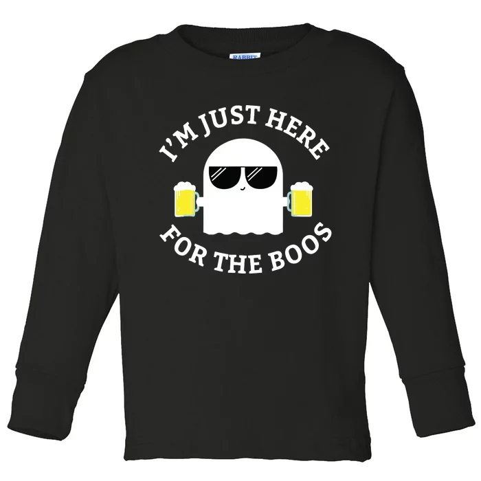 IM Just Here For The Boos Funny Boo Ghost Halloween Toddler Long Sleeve Shirt