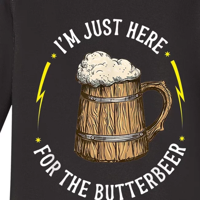 Im Just Here For The Butter Beer Butter Scotch Beer Baby Long Sleeve Bodysuit