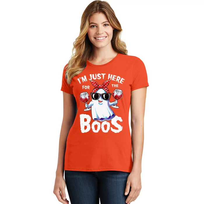 Im Just Here For The Boos Halloween Ghost Cute Funny Women's T-Shirt