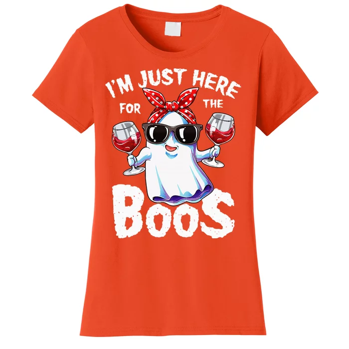 Im Just Here For The Boos Halloween Ghost Cute Funny Women's T-Shirt