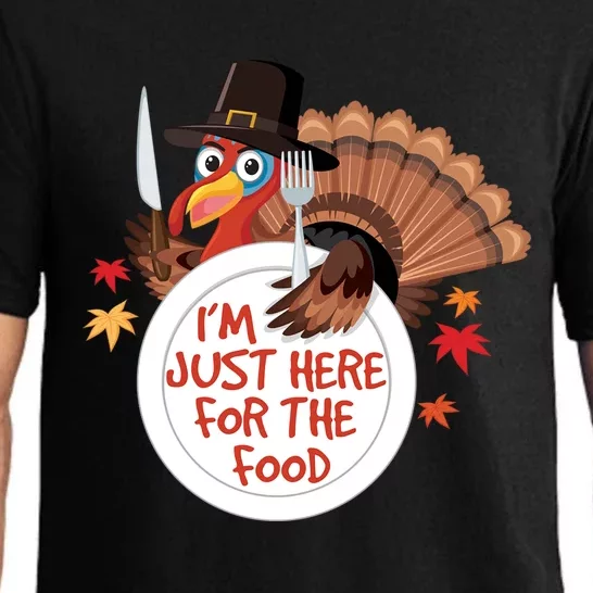 Im Just Here For The Food Funny Thanksgiving Turkey Pilgrim Gift Pajama Set