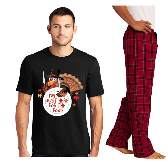 Im Just Here For The Food Funny Thanksgiving Turkey Pilgrim Gift Pajama Set