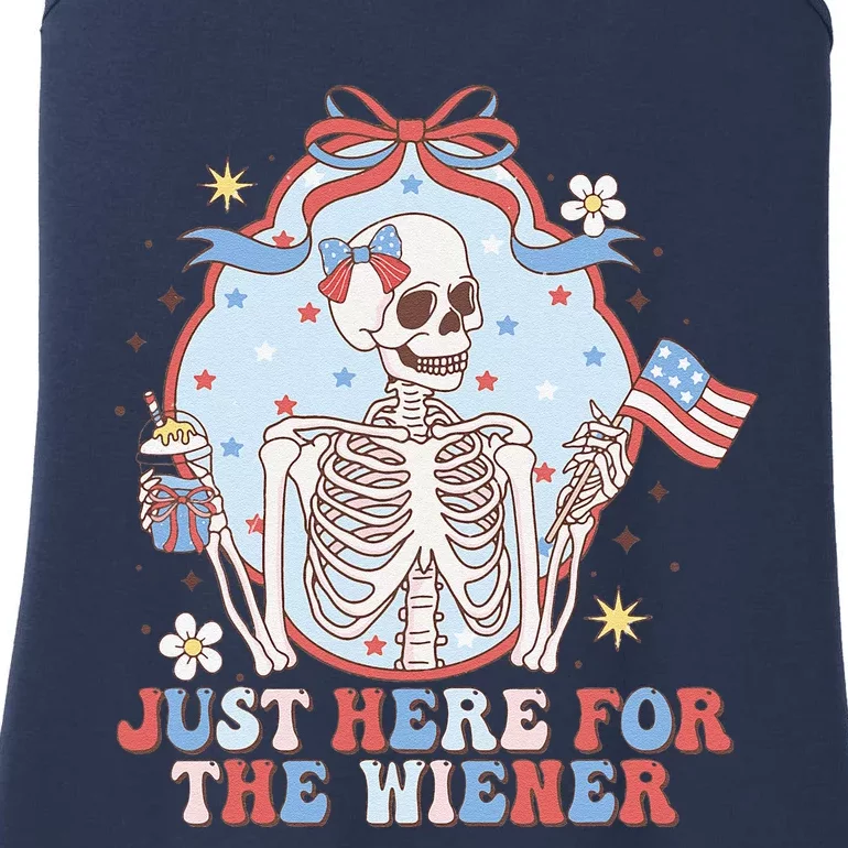 IM Just Here For The Wieners Funny Skeleton 4th Of July Ladies Essential Tank