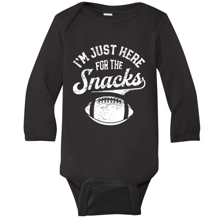 I'm Just Here For The Snacks Funny Fantasy Football League Baby Long Sleeve Bodysuit