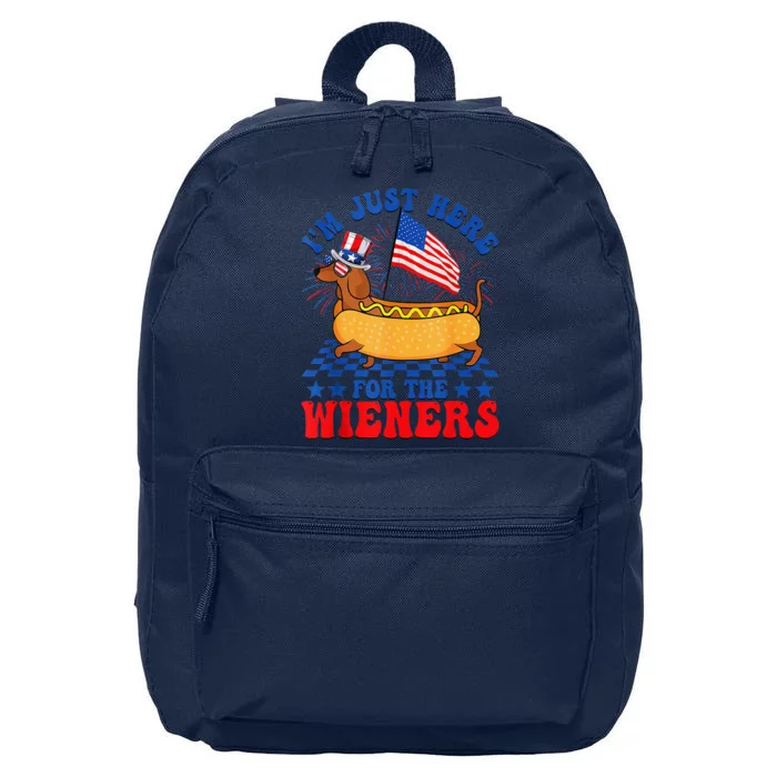 IM Just Here For Wieners Dachshund Dog Hotdog 4th Of July 16 in Basic Backpack