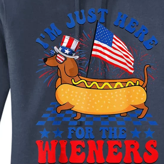 IM Just Here For Wieners Dachshund Dog Hotdog 4th Of July Women's Pullover Hoodie