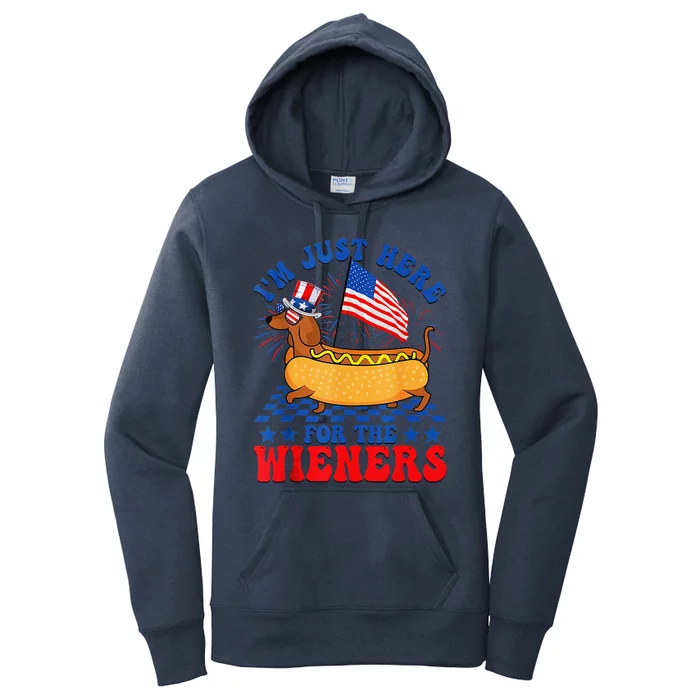 IM Just Here For Wieners Dachshund Dog Hotdog 4th Of July Women's Pullover Hoodie