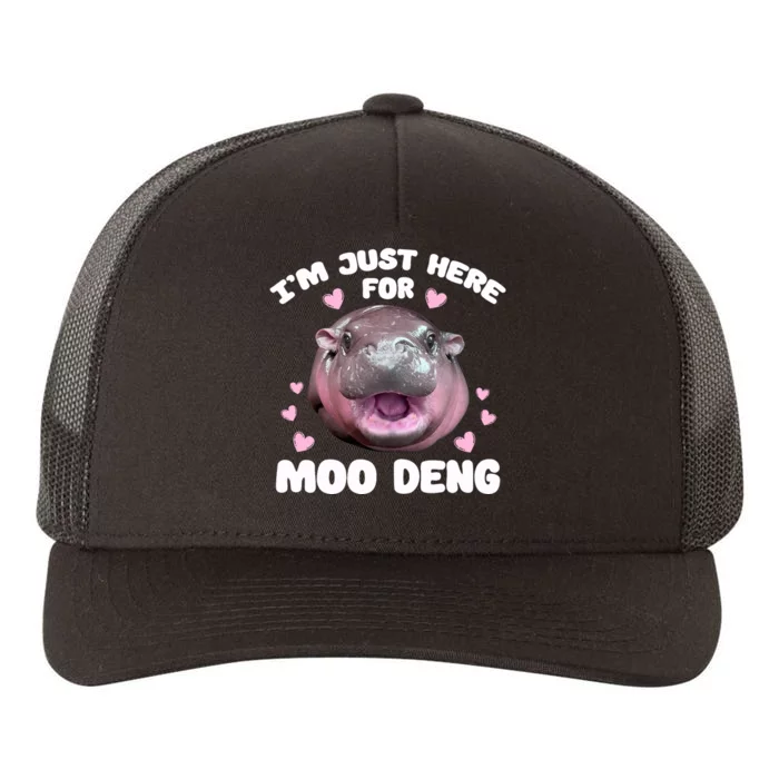 Im Just Here For Moo Deng Cute Baby Hippo Yupoong Adult 5-Panel Trucker Hat