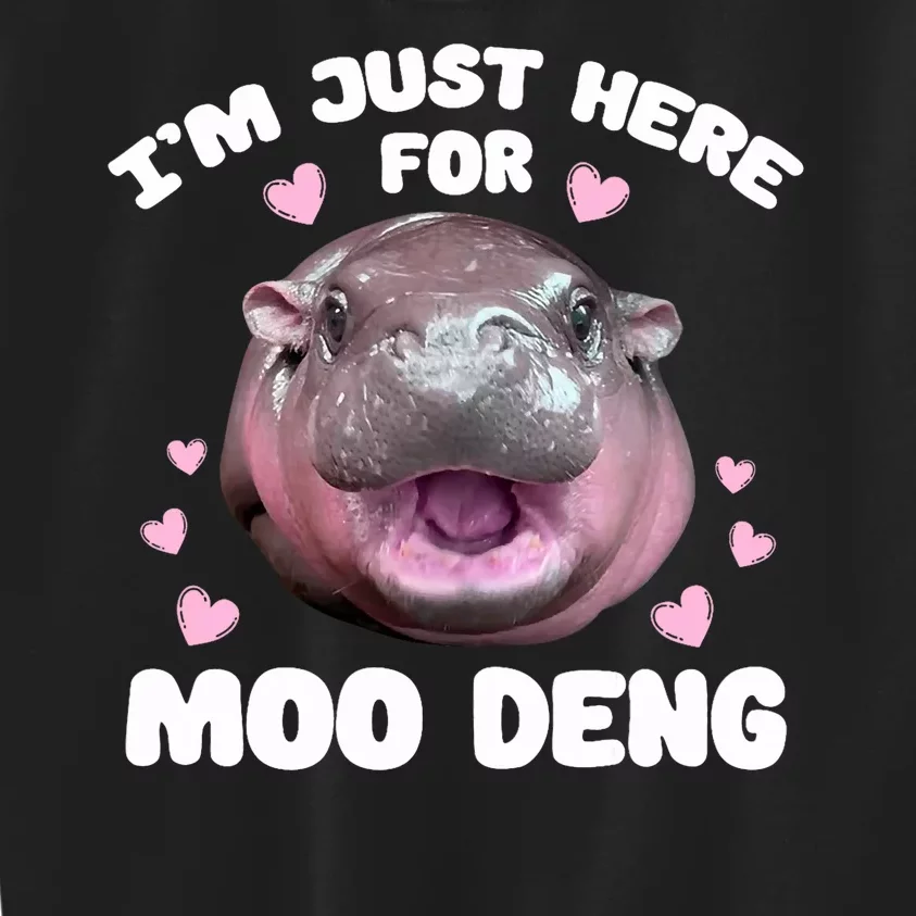 Im Just Here For Moo Deng Cute Baby Hippo Kids Sweatshirt