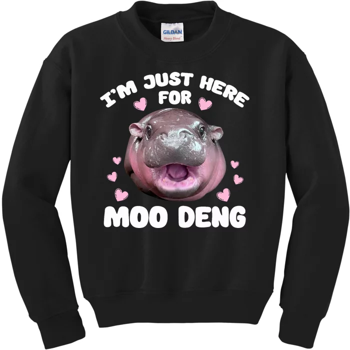 Im Just Here For Moo Deng Cute Baby Hippo Kids Sweatshirt