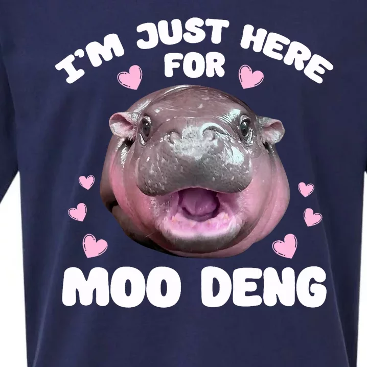 Im Just Here For Moo Deng Cute Baby Hippo Sueded Cloud Jersey T-Shirt