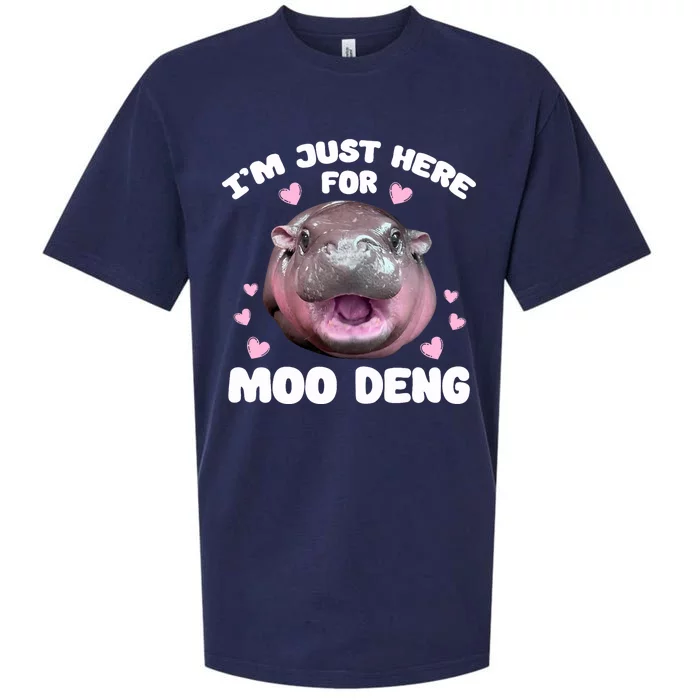 Im Just Here For Moo Deng Cute Baby Hippo Sueded Cloud Jersey T-Shirt