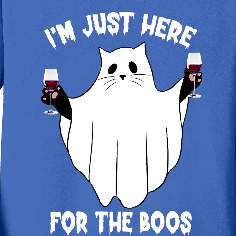 Im Just Here For The Boo Funny Cat Halloween Cool Gift Kids Long Sleeve Shirt