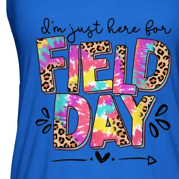 IM Just Here For Field Day Leopard Tie Dye Last Day School Ladies Essential Flowy Tank