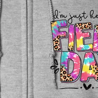 IM Just Here For Field Day Leopard Tie Dye Last Day School Full Zip Hoodie