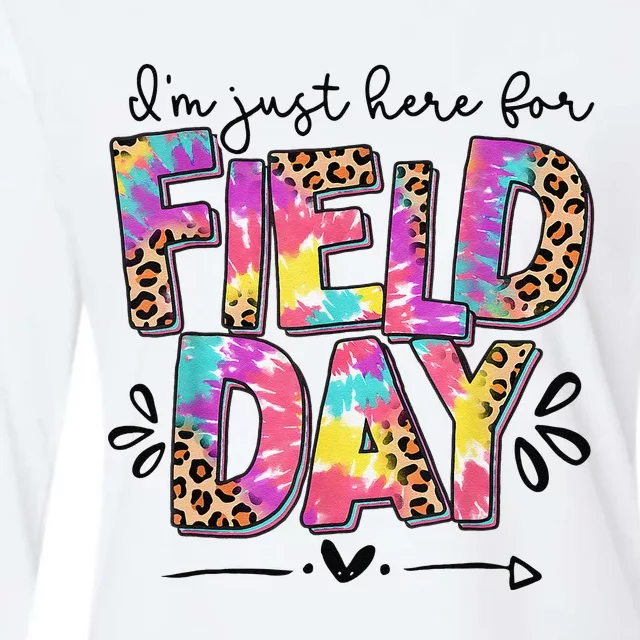 IM Just Here For Field Day Leopard Tie Dye Last Day School Womens Cotton Relaxed Long Sleeve T-Shirt