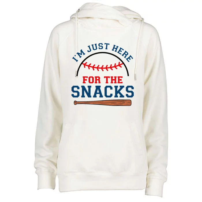 IM Just Here For The Snacks Funny Baseball Season Softball Womens Funnel Neck Pullover Hood