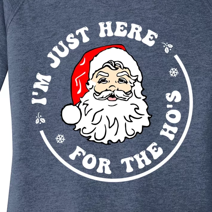 I'm Just Here For The Hos Funny Christmas Santa Xmas Gift Women's Perfect Tri Tunic Long Sleeve Shirt