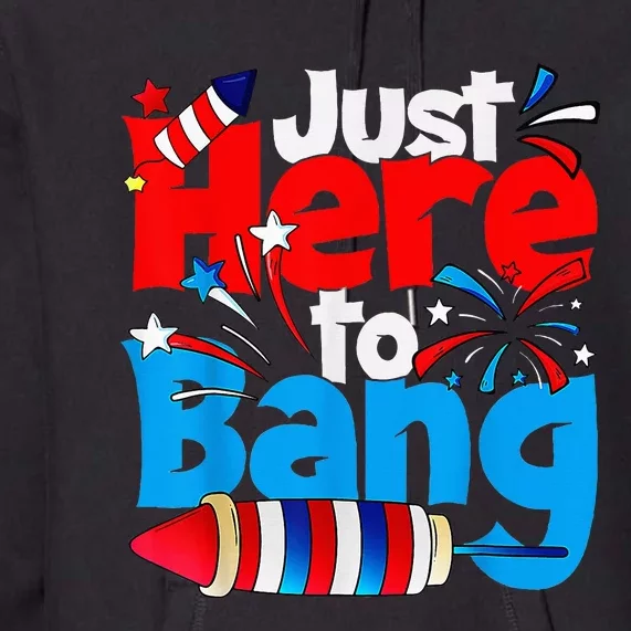 IM Just Here To Bang Funny Fourth Of July 4th Of July Premium Hoodie