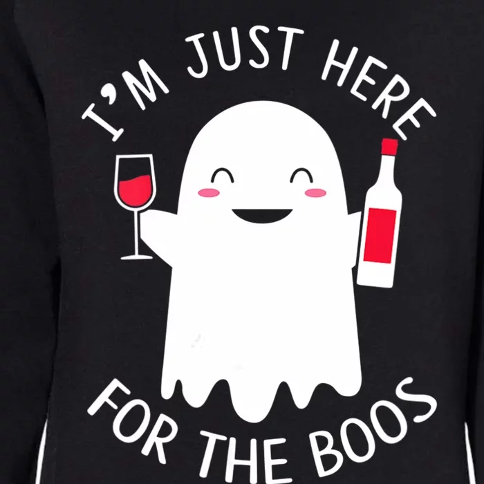 IM Just Here For The Boos Funny Halloween Wine Drinking Womens California Wash Sweatshirt