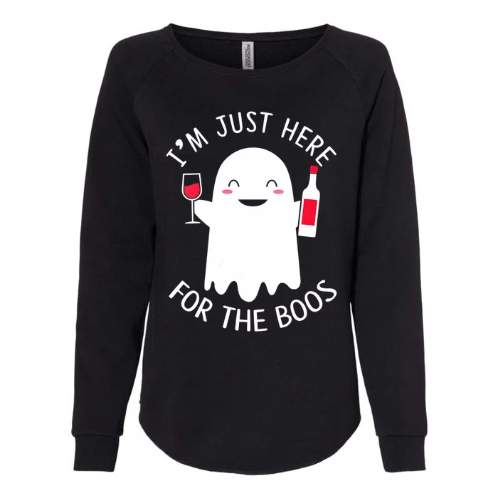 IM Just Here For The Boos Funny Halloween Wine Drinking Womens California Wash Sweatshirt