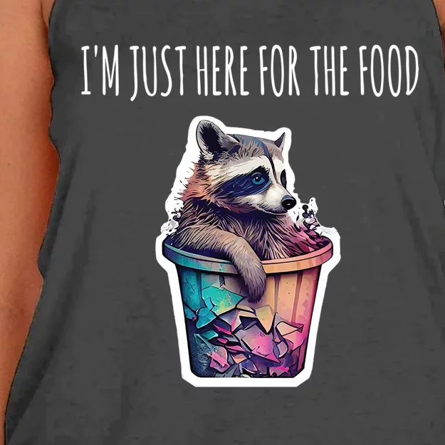 Im Just Here For The Free Food Raccoon Funny Gift Women's Knotted Racerback Tank