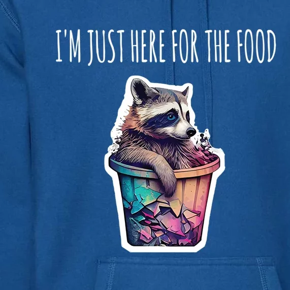 Im Just Here For The Free Food Raccoon Funny Gift Premium Hoodie