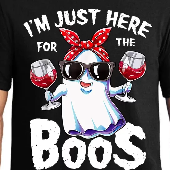 Im Just Here For The Boos Funny Wine Ing Halloween Gift Pajama Set