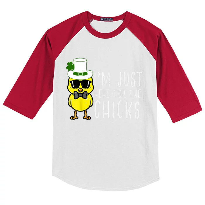 Im Just Here For The Chicks St Patricks Day Kids Colorblock Raglan Jersey