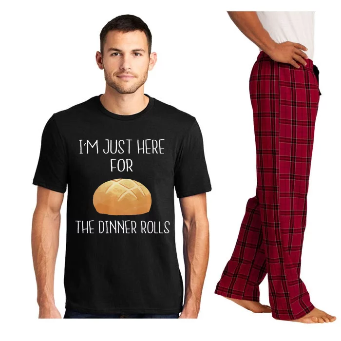 Im Just Here For The Dinner Rolls Funny Thanksgiving Premium Pajama Set