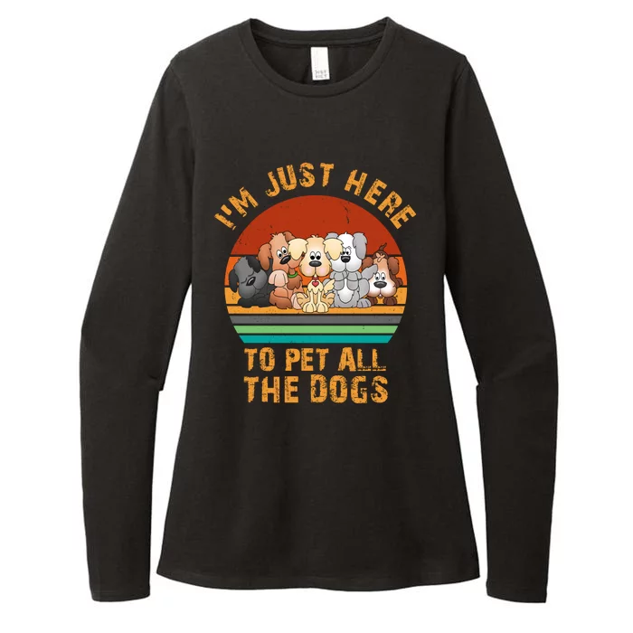 I'm Just Here To Pet All The Dogs Funny Dog Lover Vintage Womens CVC Long Sleeve Shirt