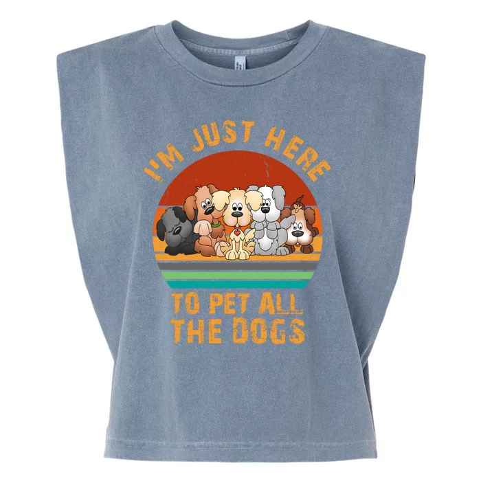 I'm Just Here To Pet All The Dogs Funny Dog Lover Vintage Garment-Dyed Women's Muscle Tee