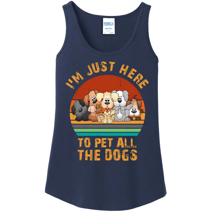 I'm Just Here To Pet All The Dogs Funny Dog Lover Vintage Ladies Essential Tank