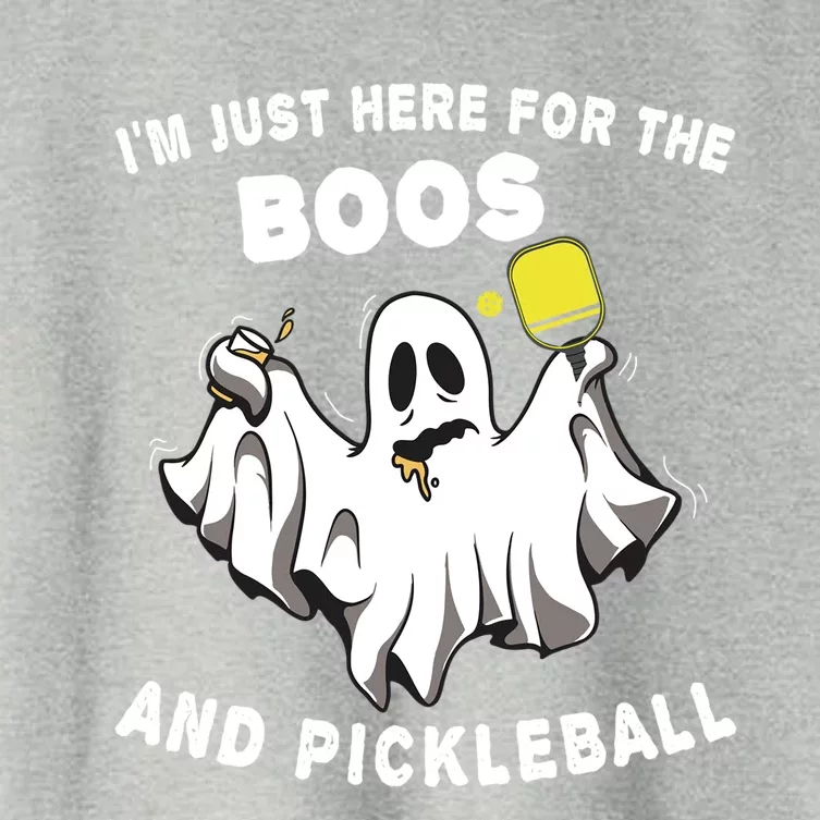 Im Just Here For The Boos And Pickleball Halloween Ghost Gift Women's Crop Top Tee