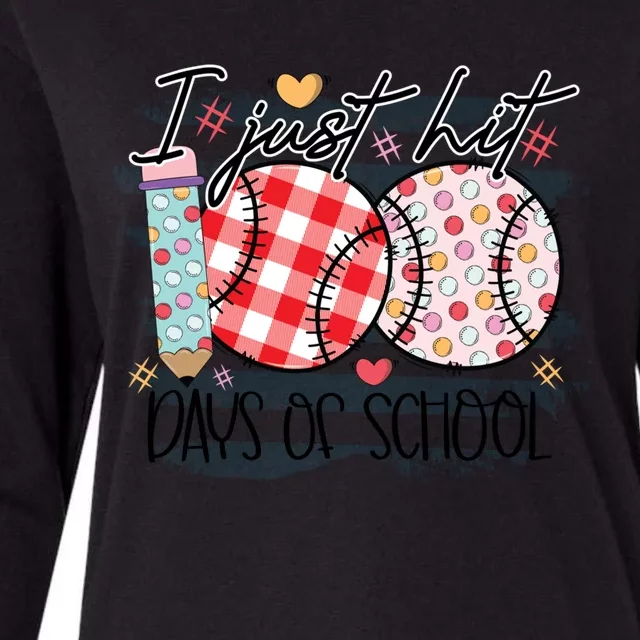 I Just Hit 100 Days Of School Baseball 100th Day Meaningful Gift Womens Cotton Relaxed Long Sleeve T-Shirt