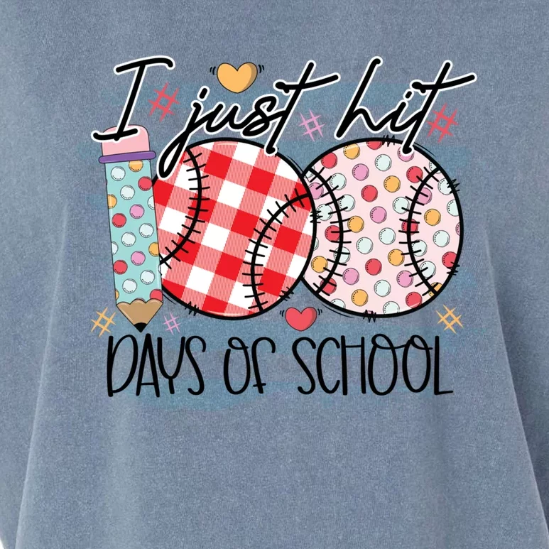 I Just Hit 100 Days Of School Baseball 100th Day Meaningful Gift Garment-Dyed Women's Muscle Tee