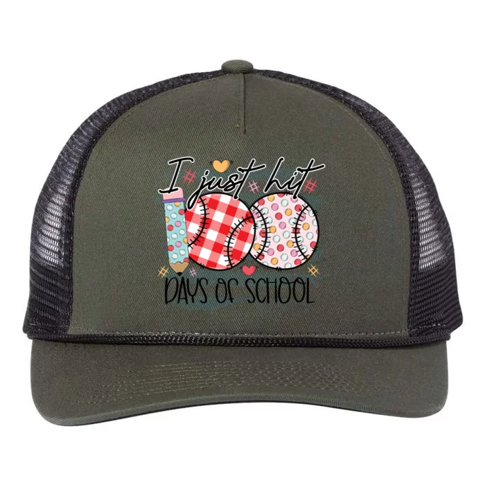 I Just Hit 100 Days Of School Baseball 100th Day Meaningful Gift Retro Rope Trucker Hat Cap