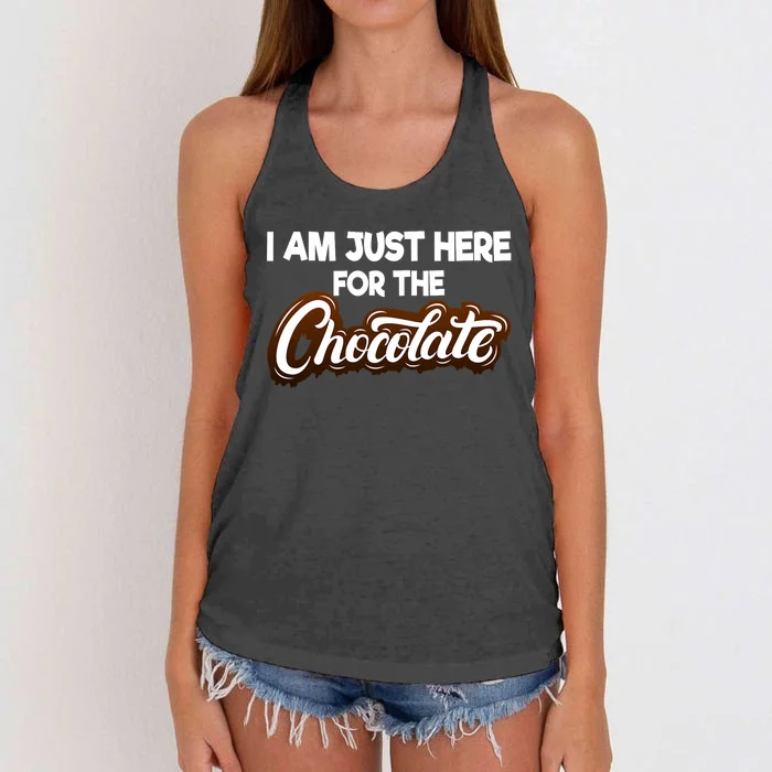 IM Just Here For The Chocolate Funny Halloween Women's Knotted Racerback Tank