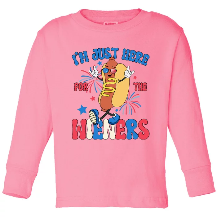 IM Just Here For The Weiners 4th Of July Toddler Long Sleeve Shirt