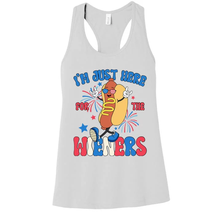 IM Just Here For The Weiners 4th Of July Women's Racerback Tank