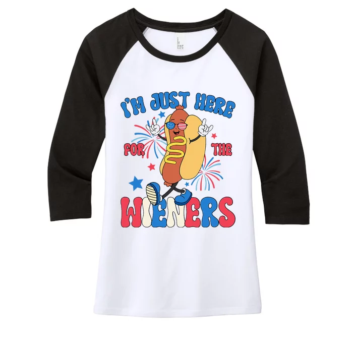 IM Just Here For The Weiners 4th Of July Women's Tri-Blend 3/4-Sleeve Raglan Shirt