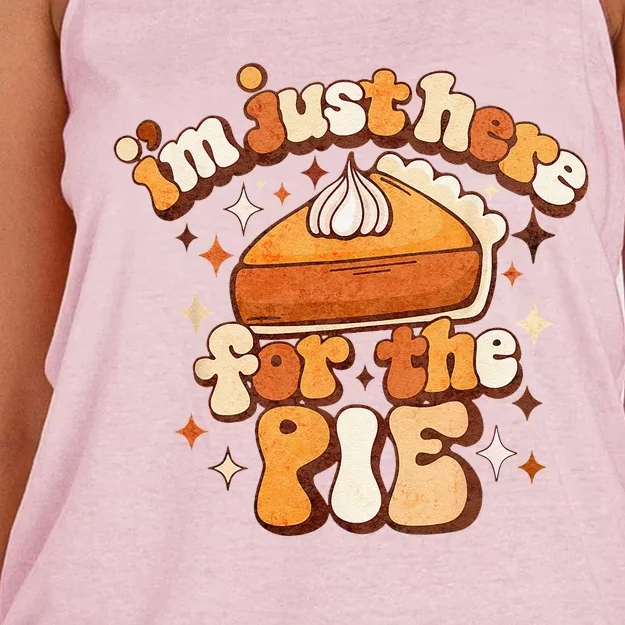 Im Just Here For The Pie Thanksgiving Women's Knotted Racerback Tank