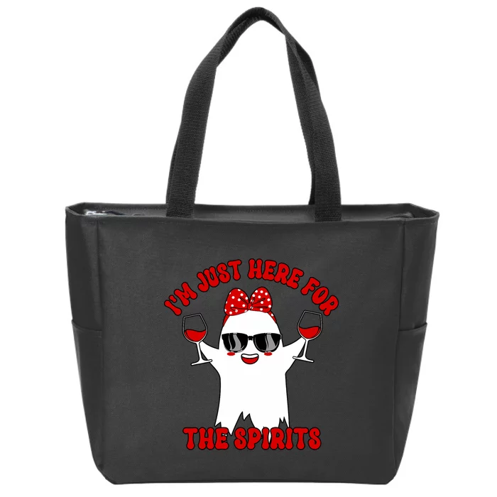 IM Just Here For Spirits Ghost Wine Halloween Couple Women Zip Tote Bag